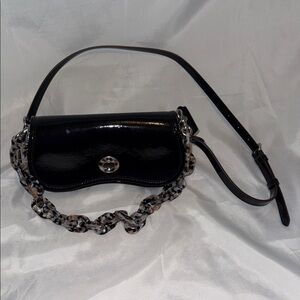 Coach Coachtopia Wavy Dinky Bag CQ056 Black Patent Leather Crossbody Crinkle